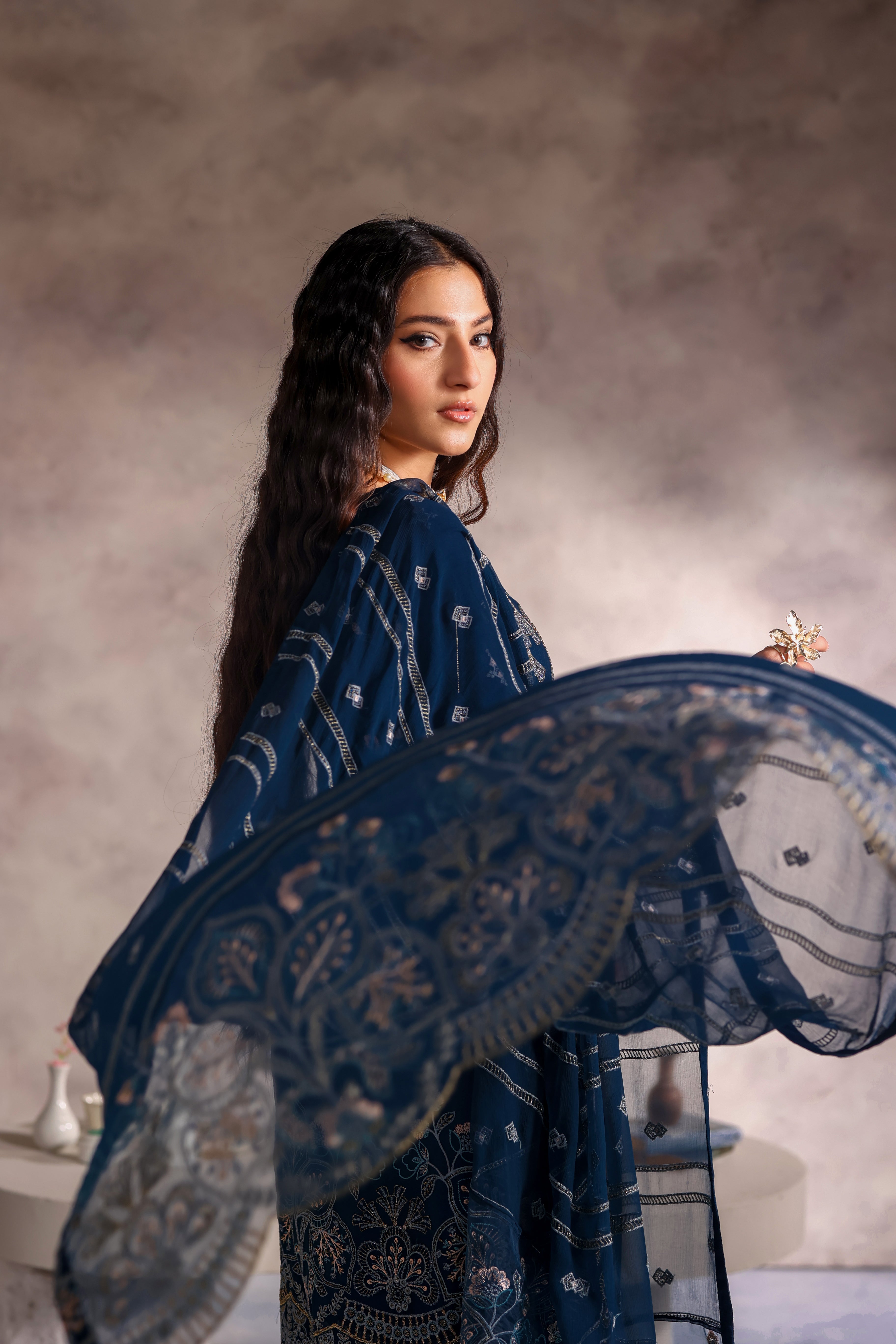 Lareeb Bamber Chiffon Formal Suit - NFD-401